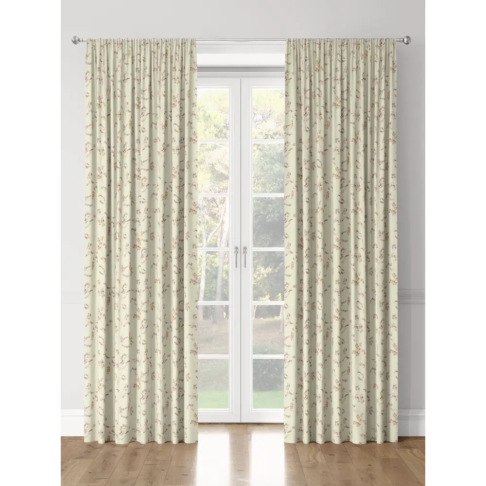 Фото 3 Комплект штор на шторной ленте Decoracion Вьющийся горошек 145x275 см цвет светло-коричневый светло-бежевый Фото 3 Комплект штор на шторной ленте Decoracion Вьющийся горошек 145x275 см цвет светло-коричневый светло-бежевый