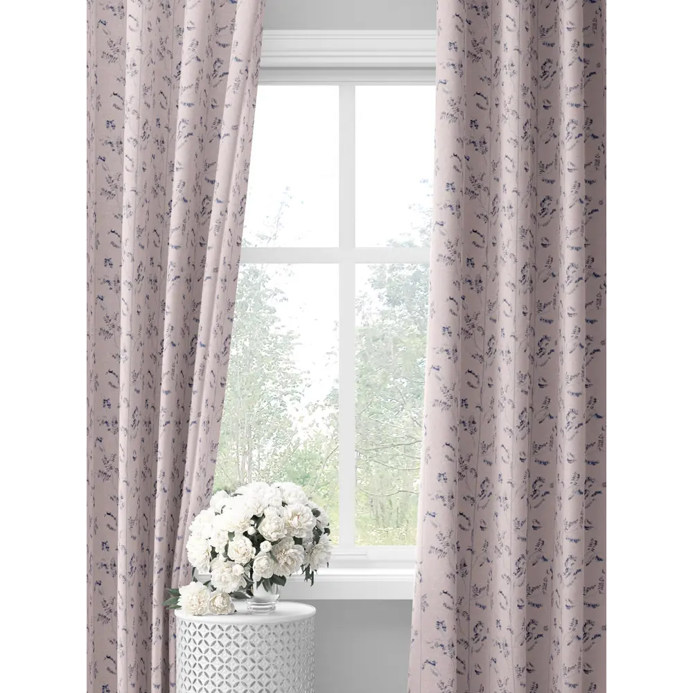 Фото Комплект штор на шторной ленте Decoracion Вьющийся горошек 145x275 см цвет розовый фиолетовый Фото Комплект штор на шторной ленте Decoracion Вьющийся горошек 145x275 см цвет розовый фиолетовый