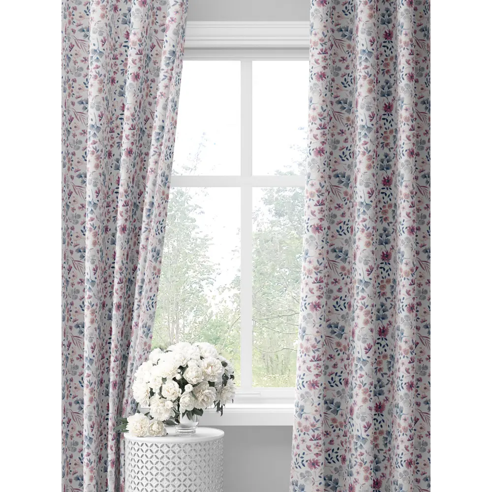 Фото Комплект штор на шторной ленте Decoracion Цветочное ассорти 145x275 см цвет белый серый лиловый Фото Комплект штор на шторной ленте Decoracion Цветочное ассорти 145x275 см цвет белый серый лиловый