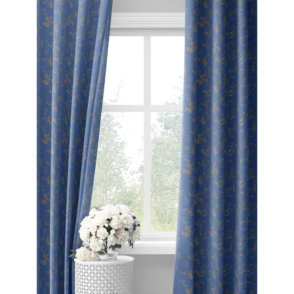 Фото Комплект штор на шторной ленте Decoracion Цветочное ассорти 145x275 см цвет синий оранжевый Фото Комплект штор на шторной ленте Decoracion Цветочное ассорти 145x275 см цвет синий оранжевый