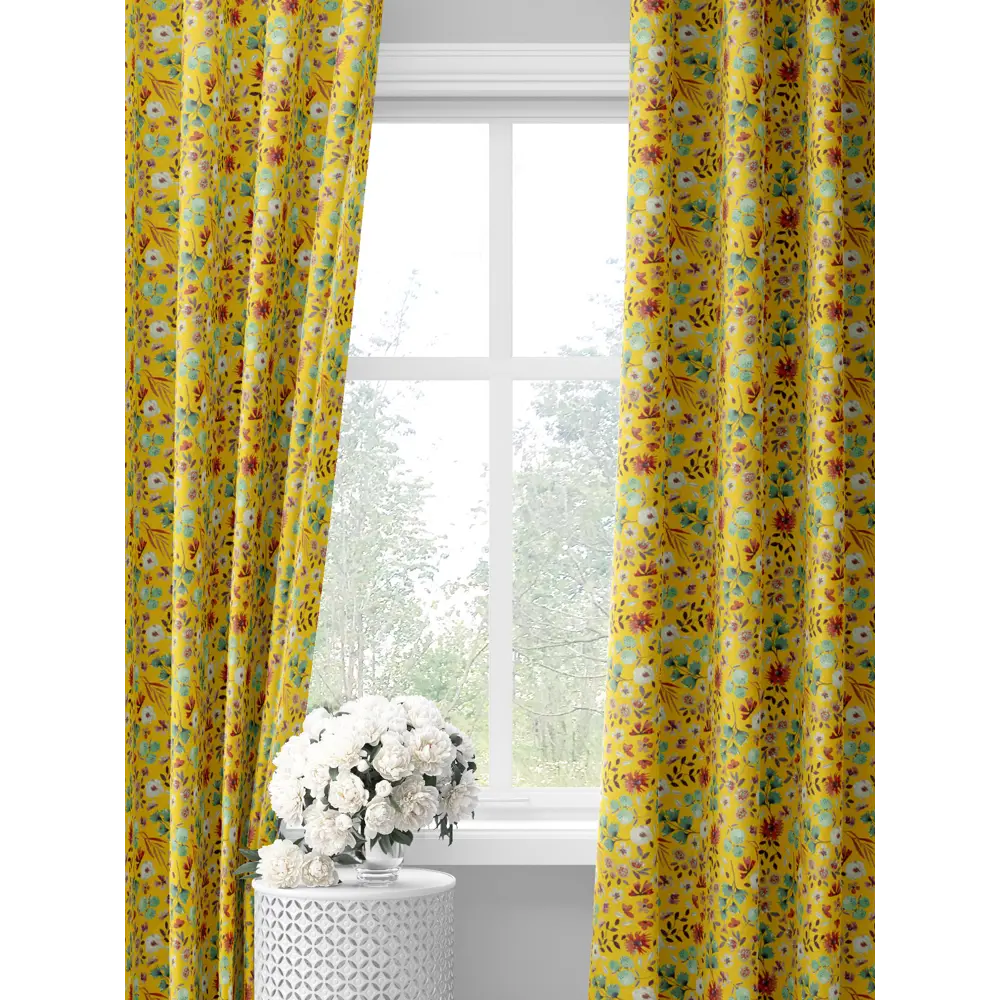 Фото Комплект штор на шторной ленте Decoracion Цветочное ассорти 145x275 см цвет зеленый красный желтый Фото Комплект штор на шторной ленте Decoracion Цветочное ассорти 145x275 см цвет зеленый красный желтый
