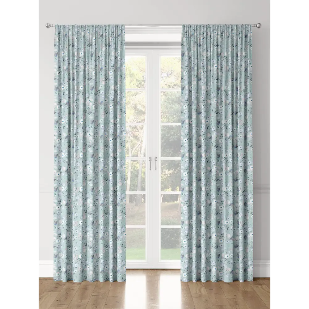 Фото 3 Комплект штор на шторной ленте Decoracion Как будто хлопок 145x275 см цвет серый голубой сиреневый Фото 3 Комплект штор на шторной ленте Decoracion Как будто хлопок 145x275 см цвет серый голубой сиреневый