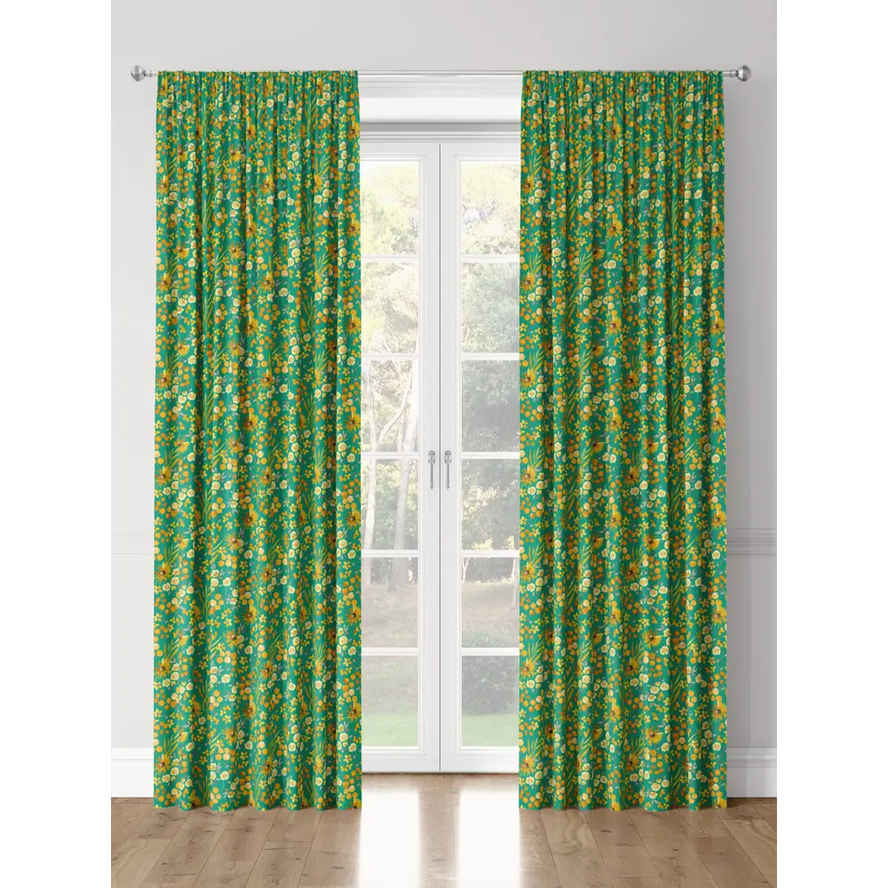 Фото 3 Комплект штор на шторной ленте Decoracion Цветы и ягоды 145x275 см цвет зеленый оранжевый Фото 3 Комплект штор на шторной ленте Decoracion Цветы и ягоды 145x275 см цвет зеленый оранжевый