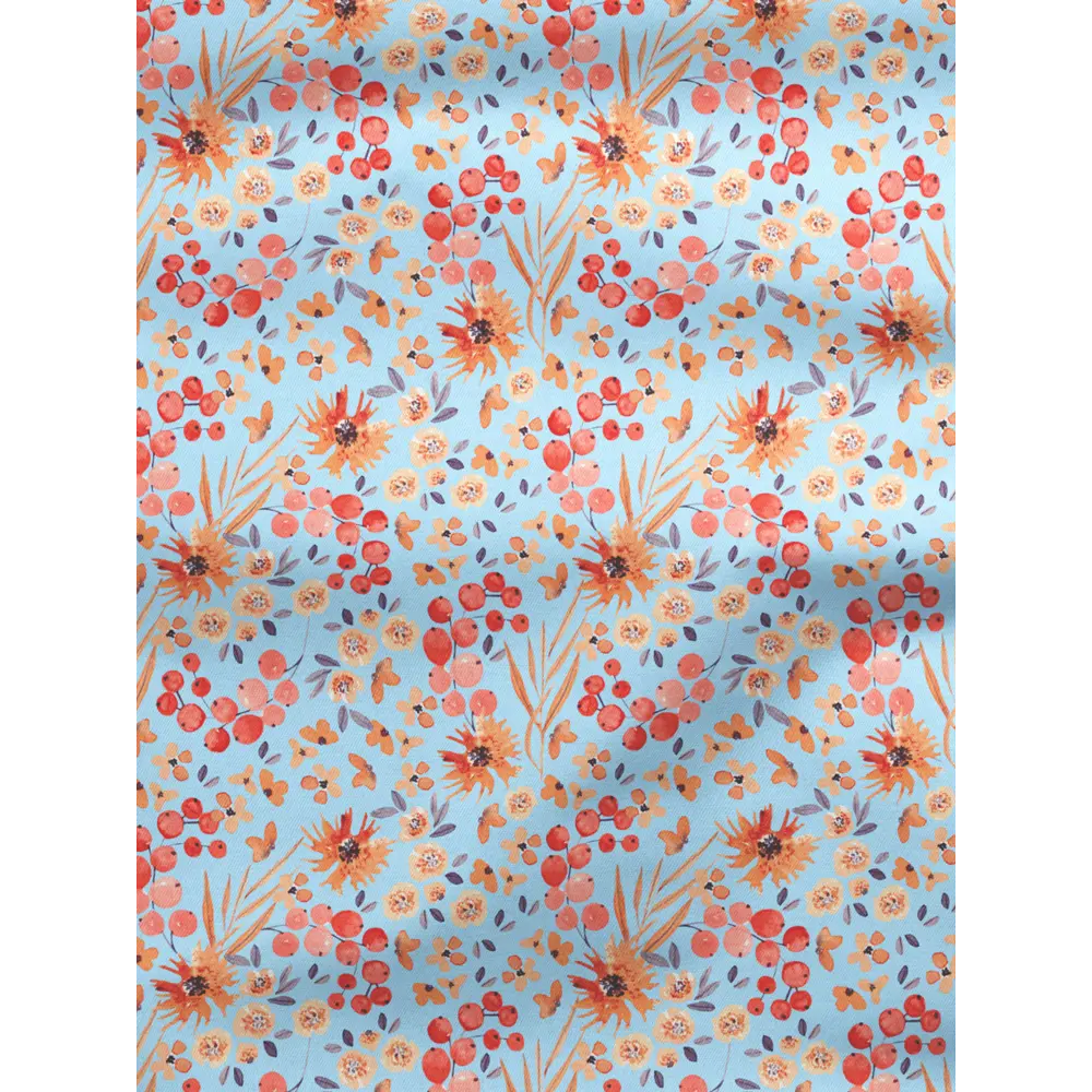 Фото 2 Комплект штор на шторной ленте Decoracion Цветы и ягоды 145x275 см цвет бежевый красный голубой Фото 2 Комплект штор на шторной ленте Decoracion Цветы и ягоды 145x275 см цвет бежевый красный голубой