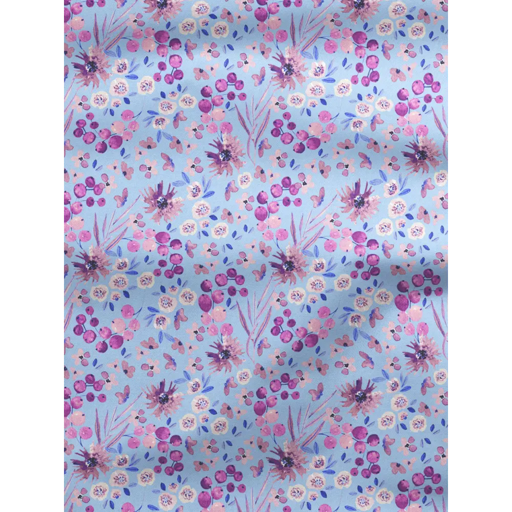 Фото 2 Комплект штор на шторной ленте Decoracion Цветы и ягоды 145x275 см цвет фиолетовый голубой Фото 2 Комплект штор на шторной ленте Decoracion Цветы и ягоды 145x275 см цвет фиолетовый голубой