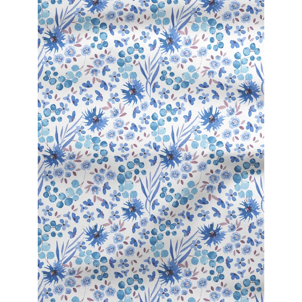 Фото 2 Комплект штор на шторной ленте Decoracion Цветы и ягоды 145x275 см цвет белый синий Фото 2 Комплект штор на шторной ленте Decoracion Цветы и ягоды 145x275 см цвет белый синий