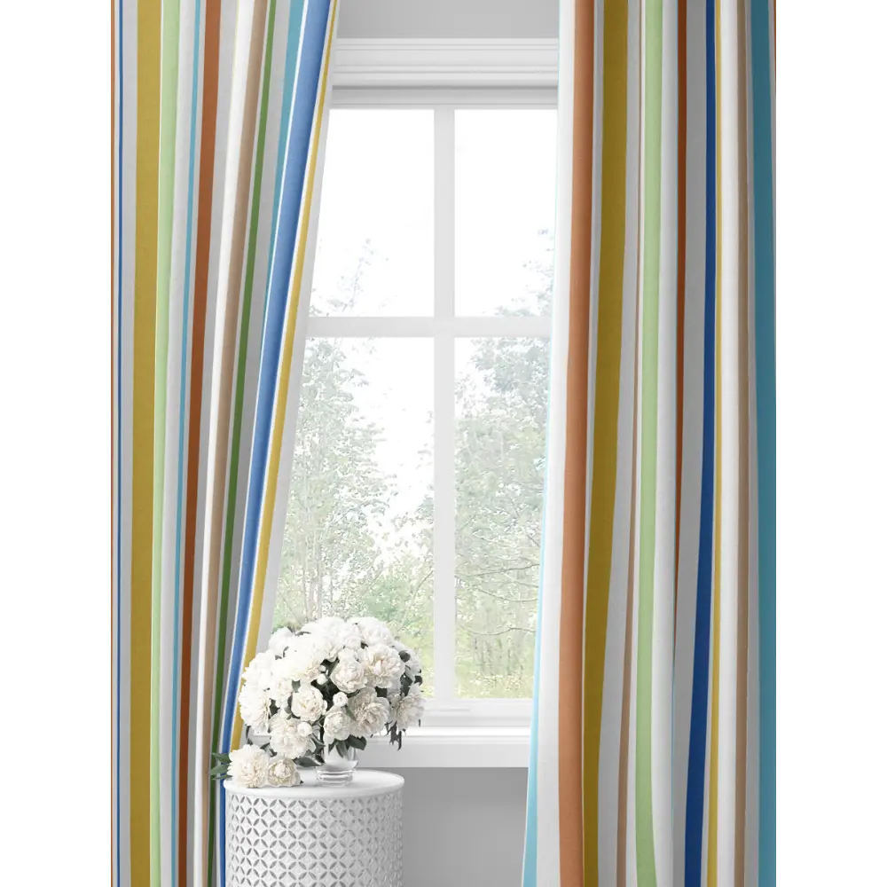 Фото Комплект штор на шторной ленте Decoracion Разноцветные полоски 145x275 см цвет синий зеленый желтый Фото Комплект штор на шторной ленте Decoracion Разноцветные полоски 145x275 см цвет синий зеленый желтый