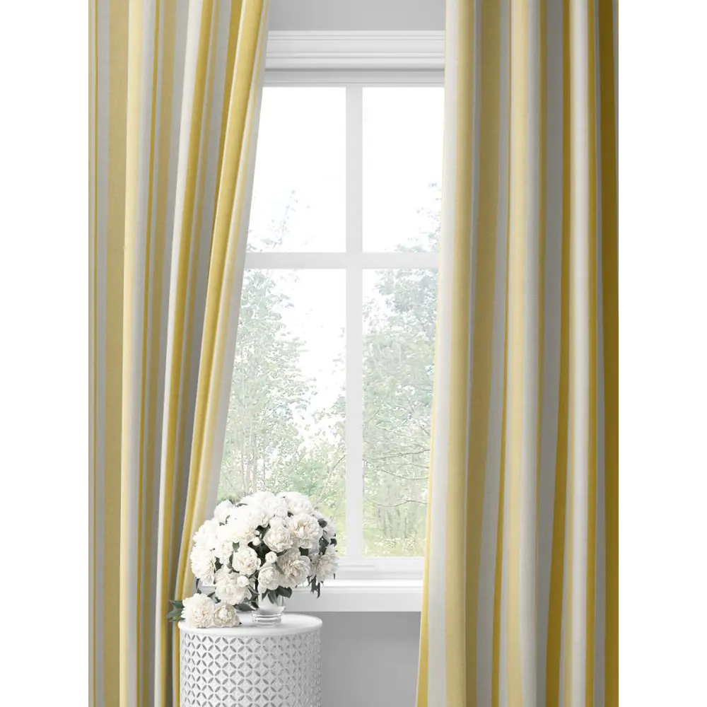 Фото Комплект штор на шторной ленте Decoracion Разноцветные полоски 145x275 см цвет бежевый желтый Фото Комплект штор на шторной ленте Decoracion Разноцветные полоски 145x275 см цвет бежевый желтый