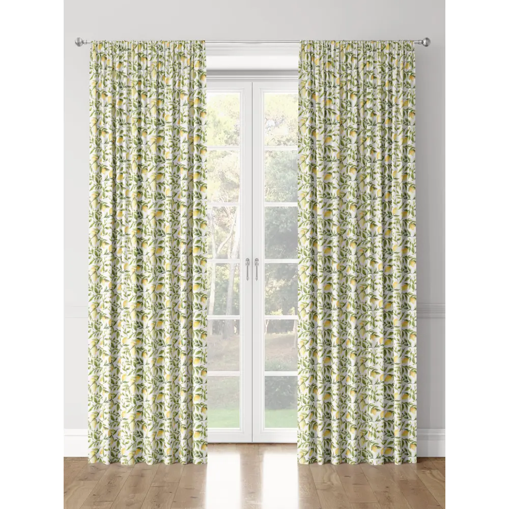 Фото 3 Комплект штор на шторной ленте Decoracion Сочные лимоны 145x275 см цвет белый зеленый Фото 3 Комплект штор на шторной ленте Decoracion Сочные лимоны 145x275 см цвет белый зеленый