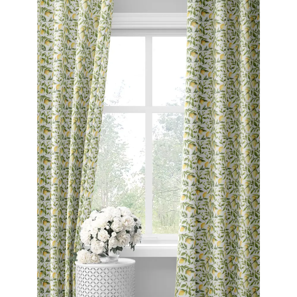 Фото Комплект штор на шторной ленте Decoracion Сочные лимоны 145x275 см цвет белый зеленый Фото Комплект штор на шторной ленте Decoracion Сочные лимоны 145x275 см цвет белый зеленый