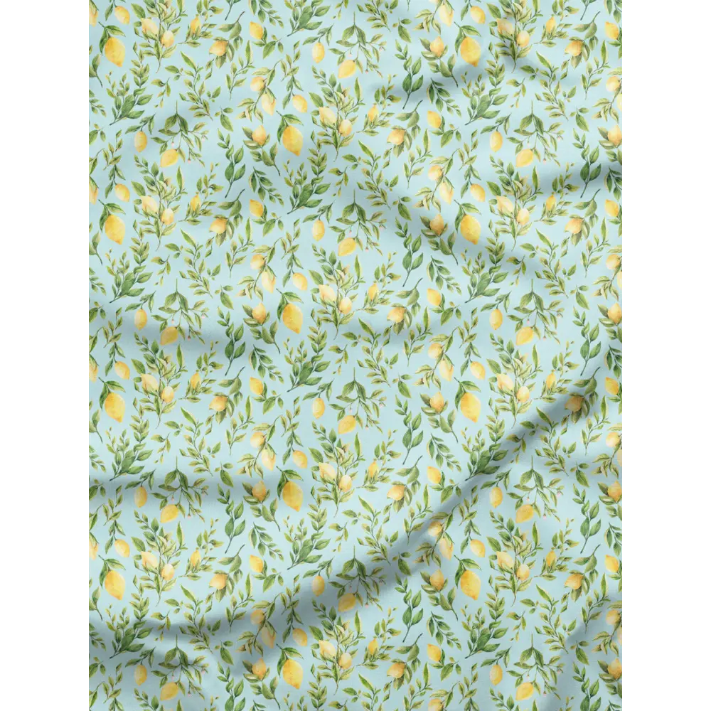Фото 6 Комплект штор на шторной ленте Decoracion Лимонные веточки 145x275 см цвет зеленый желтый голубой Фото 6 Комплект штор на шторной ленте Decoracion Лимонные веточки 145x275 см цвет зеленый желтый голубой