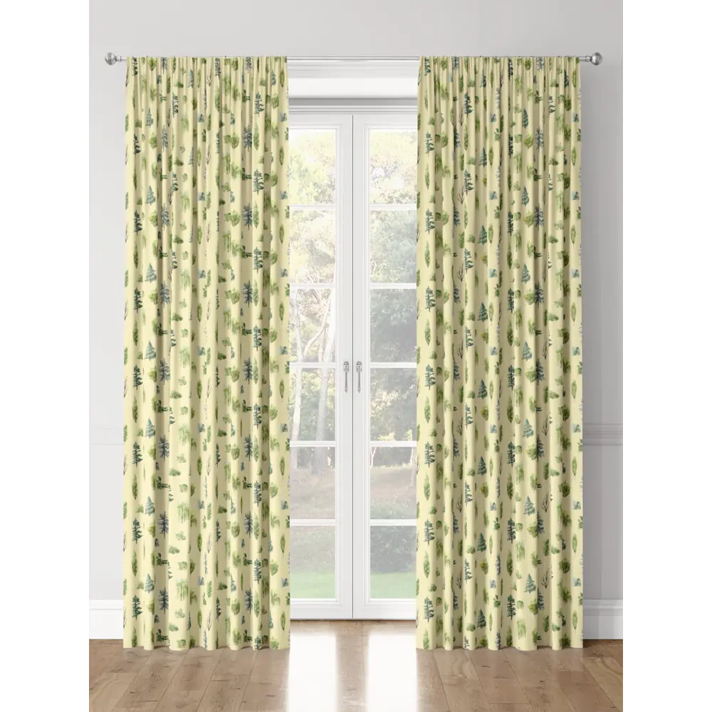 Фото 3 Комплект штор на шторной ленте Decoracion Лесные деревья 145x275 см цвет зеленый желто-бежевый Фото 3 Комплект штор на шторной ленте Decoracion Лесные деревья 145x275 см цвет зеленый желто-бежевый
