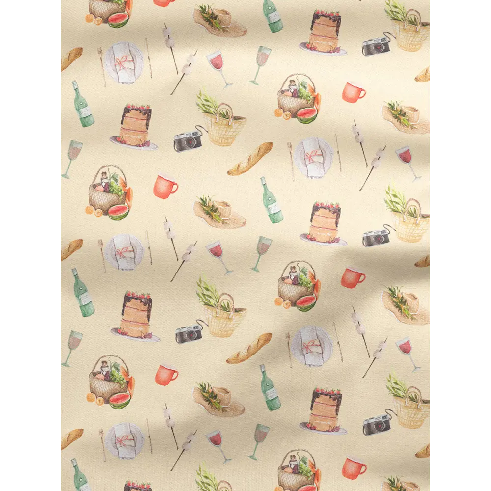 Фото 2 Комплект штор на шторной ленте для кухни Decoracion На пикник 145x275 см цвет бежевый Фото 2 Комплект штор на шторной ленте для кухни Decoracion На пикник 145x275 см цвет бежевый
