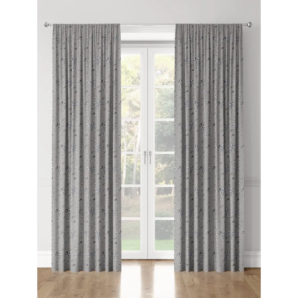 Фото 3 Комплект штор на шторной ленте Decoracion Изящные букетики 145x275 см цвет серый Фото 3 Комплект штор на шторной ленте Decoracion Изящные букетики 145x275 см цвет серый