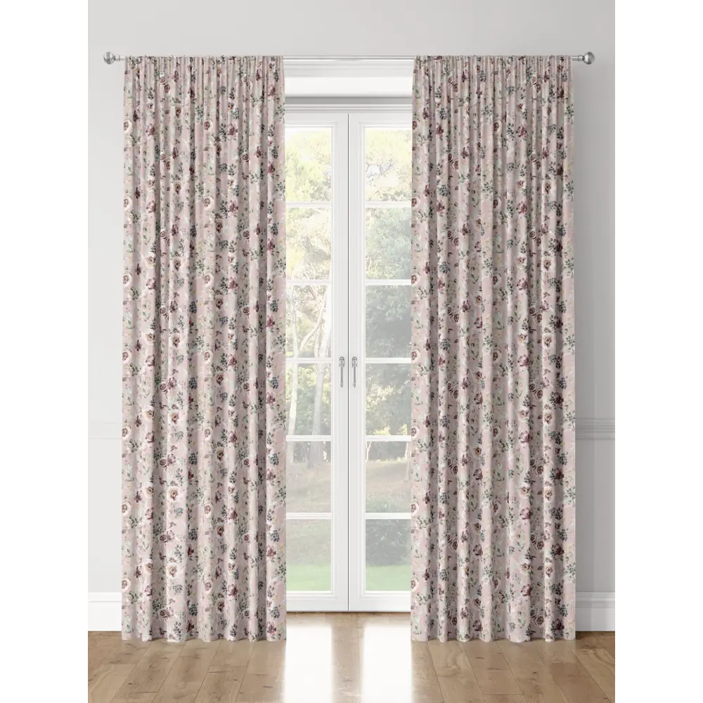 Фото 3 Комплект штор на шторной ленте Decoracion Цветущие пионы 145x275 см цвет розовый бордовый Фото 3 Комплект штор на шторной ленте Decoracion Цветущие пионы 145x275 см цвет розовый бордовый