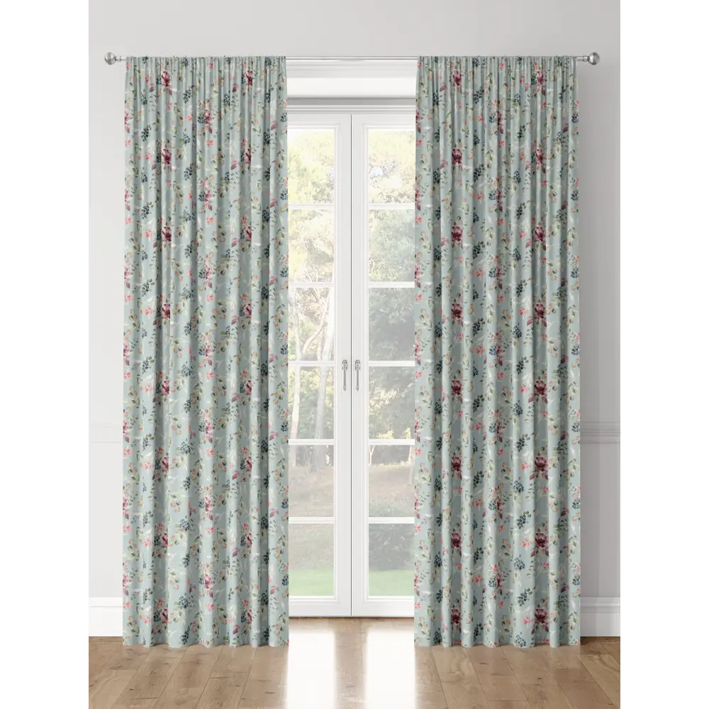 Фото 3 Комплект штор на шторной ленте Decoracion Цветущие розы 145x275 см цвет голубой бордовый оливковый Фото 3 Комплект штор на шторной ленте Decoracion Цветущие розы 145x275 см цвет голубой бордовый оливковый