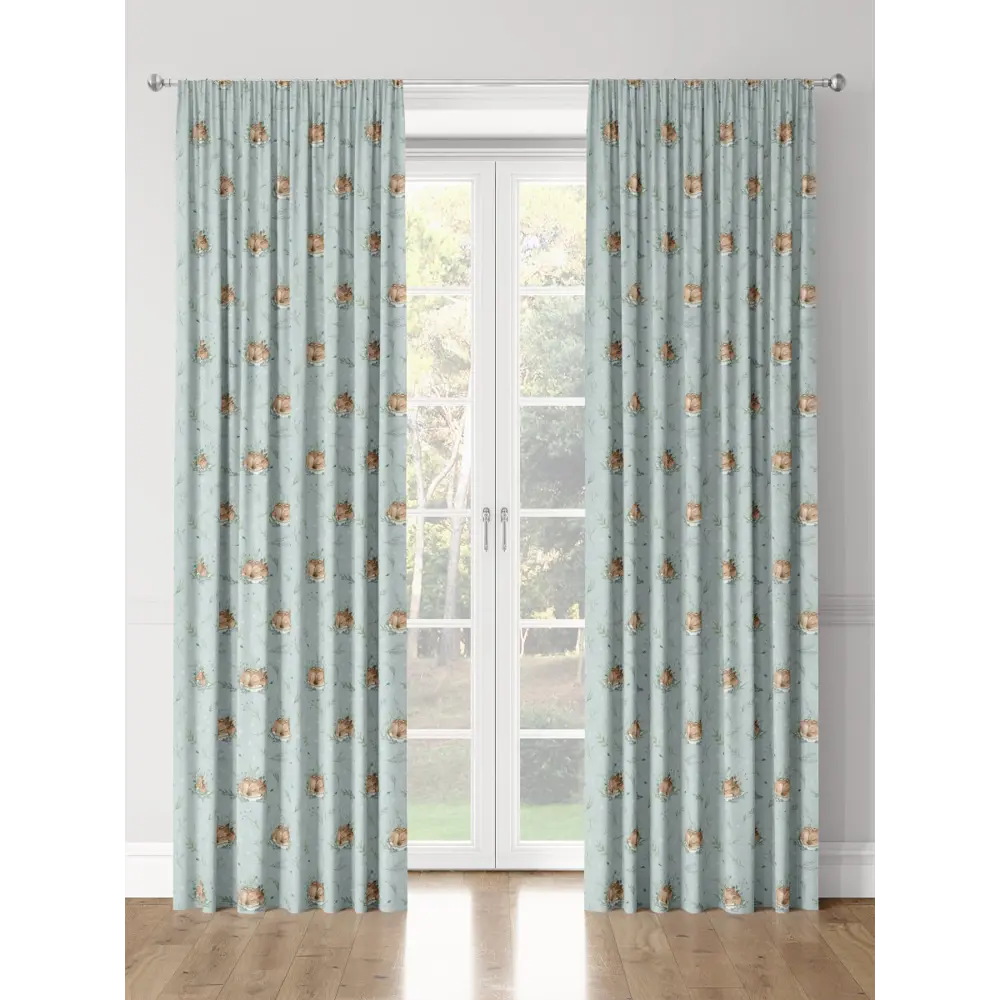 Фото 3 Комплект штор на шторной ленте Decoracion Спящий оленёнок 145x275 см цвет зеленый коричневый бирюзовый Фото 3 Комплект штор на шторной ленте Decoracion Спящий оленёнок 145x275 см цвет зеленый коричневый бирюзовый
