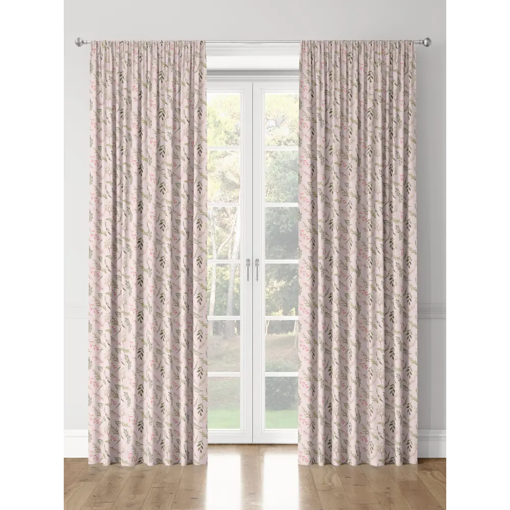 Фото 3 Комплект штор на шторной ленте Decoracion Листья и веточки 145x275 см цвет розовый Фото 3 Комплект штор на шторной ленте Decoracion Листья и веточки 145x275 см цвет розовый