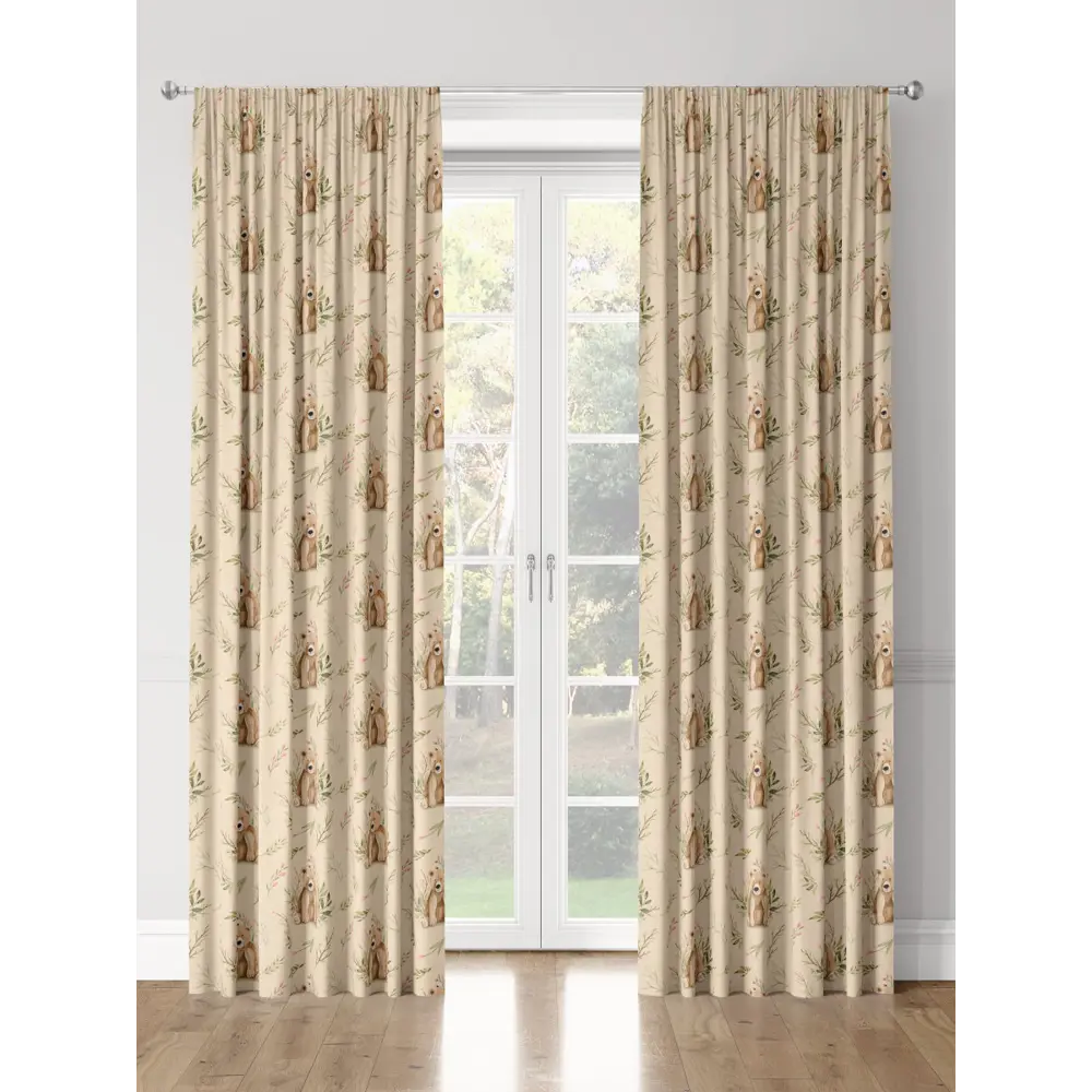 Фото 3 Комплект штор на шторной ленте Decoracion Плюшевый мишка 145x275 см цвет бежевый коричневый оливковый Фото 3 Комплект штор на шторной ленте Decoracion Плюшевый мишка 145x275 см цвет бежевый коричневый оливковый