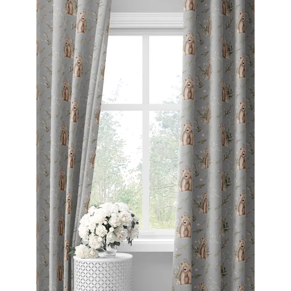 Фото Комплект штор на шторной ленте Decoracion Плюшевый мишка 145x275 см цвет серый коричневый оливковый Фото Комплект штор на шторной ленте Decoracion Плюшевый мишка 145x275 см цвет серый коричневый оливковый