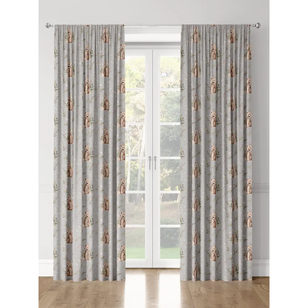 Фото 3 Комплект штор на шторной ленте Decoracion Плюшевый мишка 145x275 см цвет серый коричневый оливковый Фото 3 Комплект штор на шторной ленте Decoracion Плюшевый мишка 145x275 см цвет серый коричневый оливковый