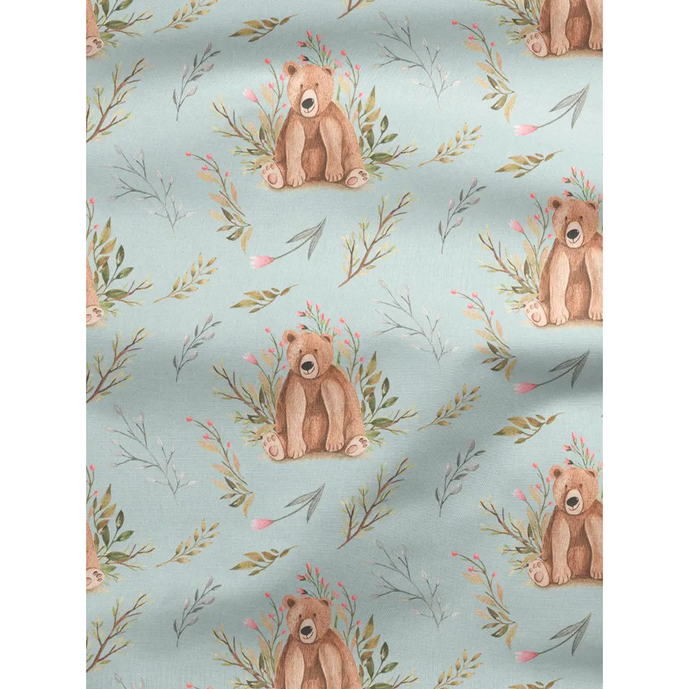 Фото 2 Комплект штор на шторной ленте Decoracion Плюшевый мишка 145x275 см цвет коричневый голубой оливковый Фото 2 Комплект штор на шторной ленте Decoracion Плюшевый мишка 145x275 см цвет коричневый голубой оливковый