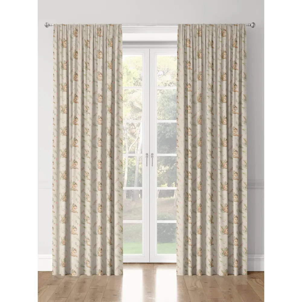 Фото 3 Комплект штор на шторной ленте Decoracion Бурундуки в цветочках 145x275 см цвет бежевый коричневый оливковый Фото 3 Комплект штор на шторной ленте Decoracion Бурундуки в цветочках 145x275 см цвет бежевый коричневый оливковый