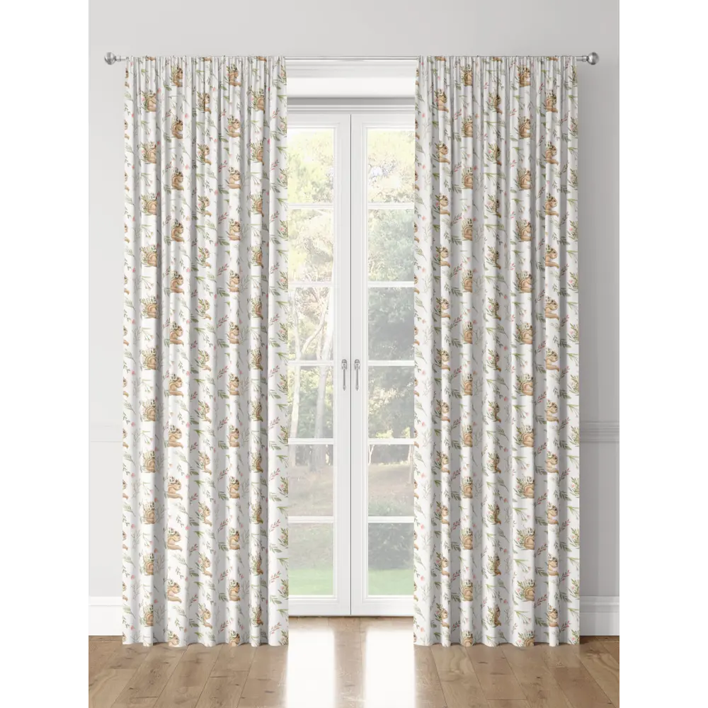 Фото 3 Комплект штор на шторной ленте Decoracion Бурундуки в цветочках 145x275 см цвет белый коричневый оливковый Фото 3 Комплект штор на шторной ленте Decoracion Бурундуки в цветочках 145x275 см цвет белый коричневый оливковый