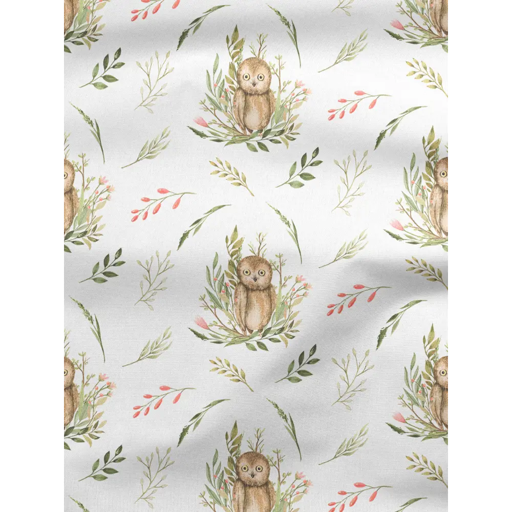 Фото 2 Комплект штор на шторной ленте Decoracion Мудрая сова 145x275 см цвет белый коричневый оливковый