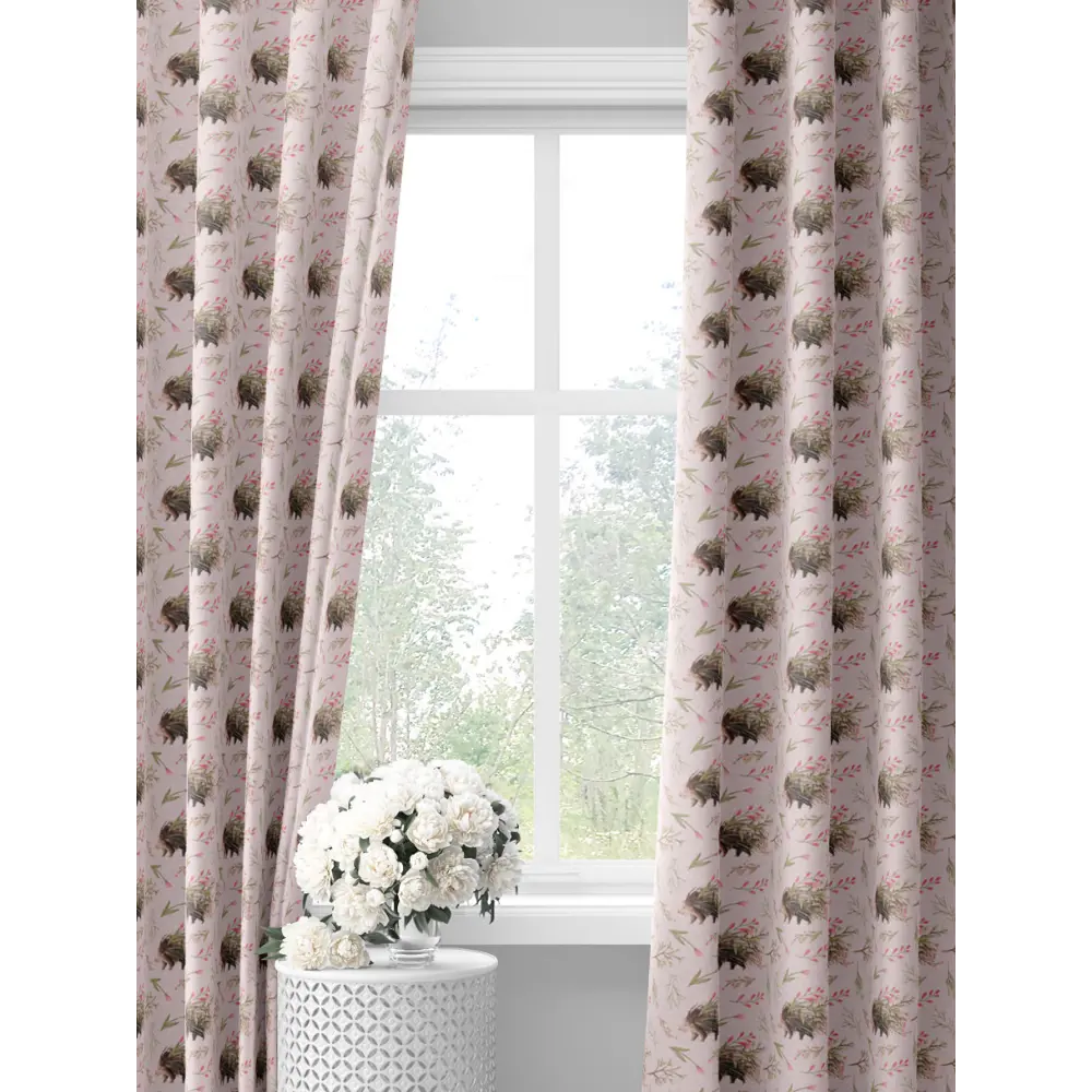 Фото Комплект штор на шторной ленте Decoracion Цветочный ёжик 145x275 см цвет коричневый розовый оливковый Фото Комплект штор на шторной ленте Decoracion Цветочный ёжик 145x275 см цвет коричневый розовый оливковый