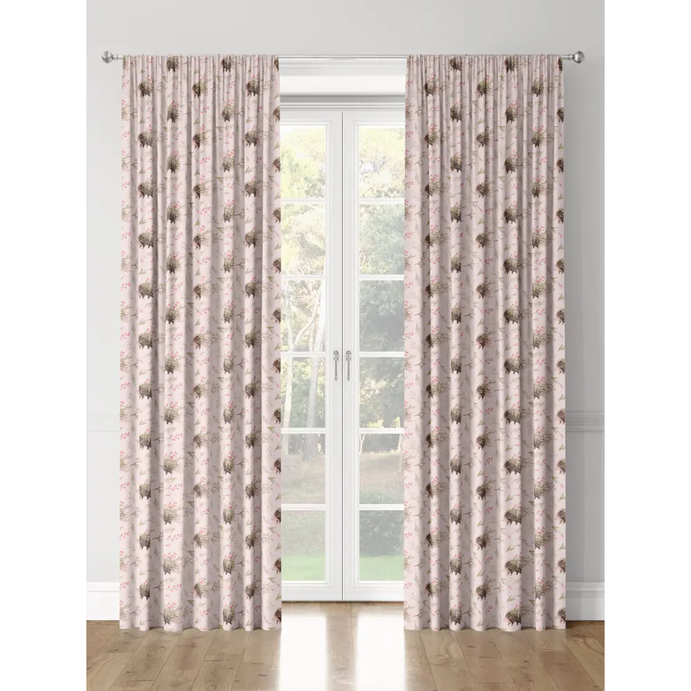 Фото 3 Комплект штор на шторной ленте Decoracion Цветочный ёжик 145x275 см цвет коричневый розовый оливковый Фото 3 Комплект штор на шторной ленте Decoracion Цветочный ёжик 145x275 см цвет коричневый розовый оливковый