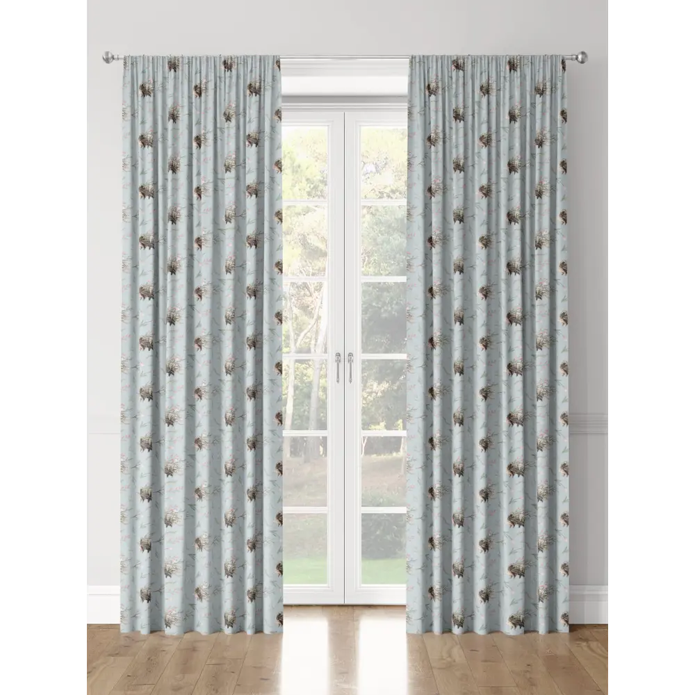Фото 3 Комплект штор на шторной ленте Decoracion Цветочный ёжик 145x275 см цвет зеленый коричневый голубой Фото 3 Комплект штор на шторной ленте Decoracion Цветочный ёжик 145x275 см цвет зеленый коричневый голубой