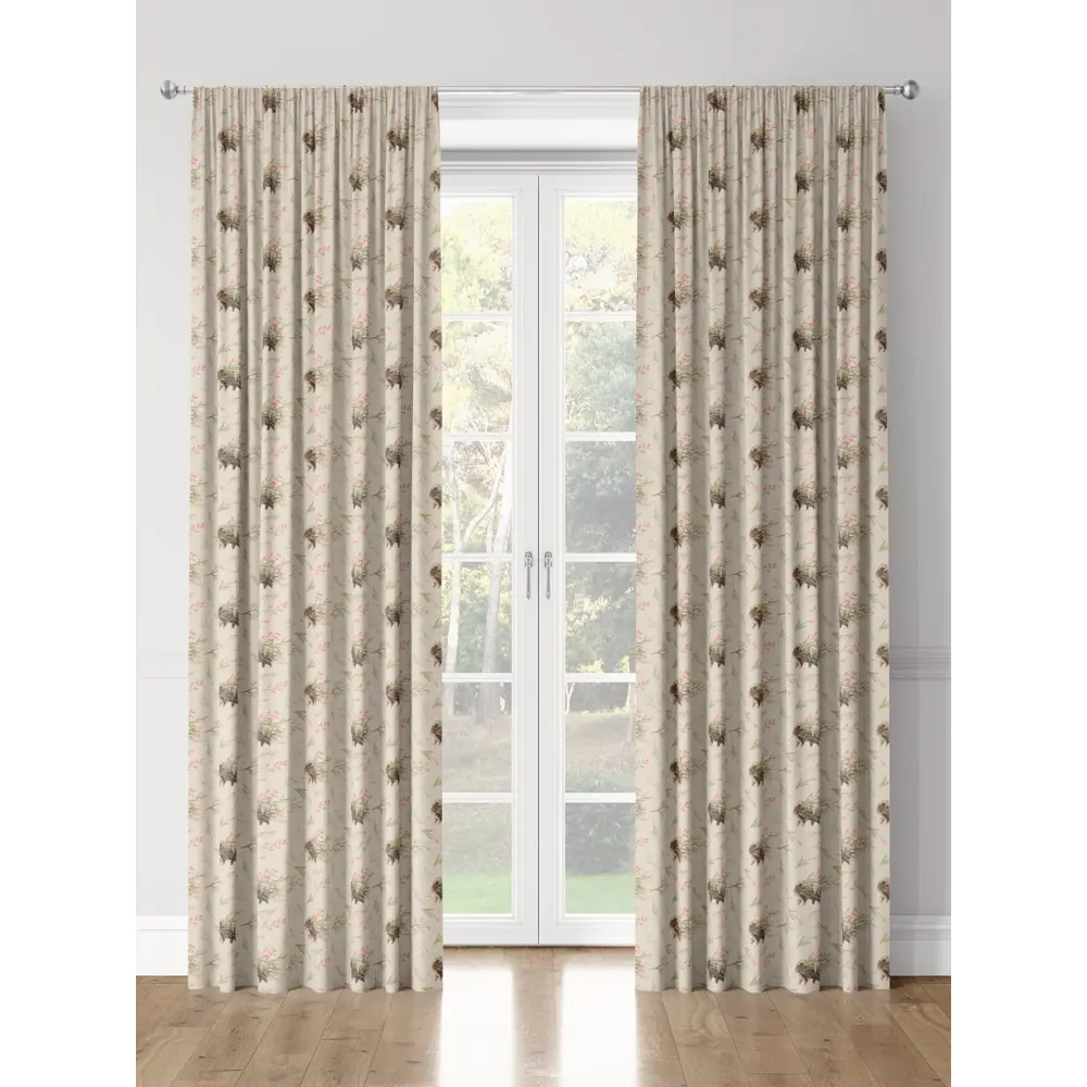 Фото 3 Комплект штор на шторной ленте Decoracion Цветочный ёжик 145x275 см цвет бежевый коричневый оливковый
