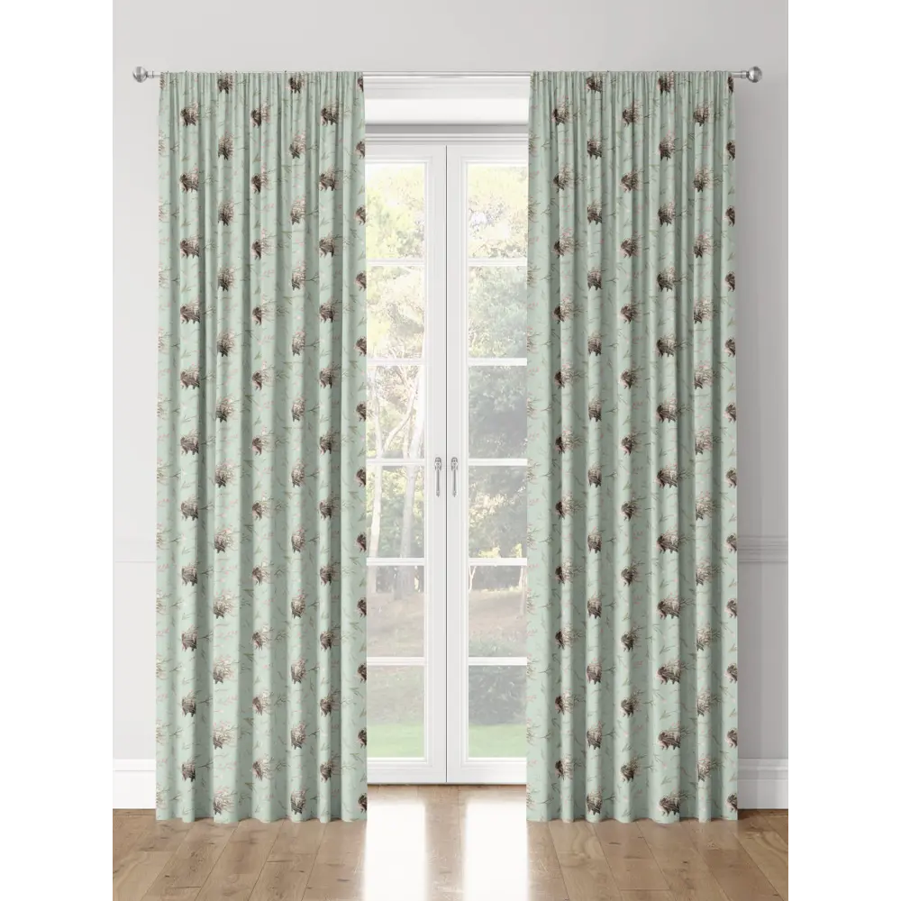 Фото 3 Комплект штор на шторной ленте Decoracion Цветочный ёжик 145x275 см цвет коричневый бирюзовый оливковый Фото 3 Комплект штор на шторной ленте Decoracion Цветочный ёжик 145x275 см цвет коричневый бирюзовый оливковый