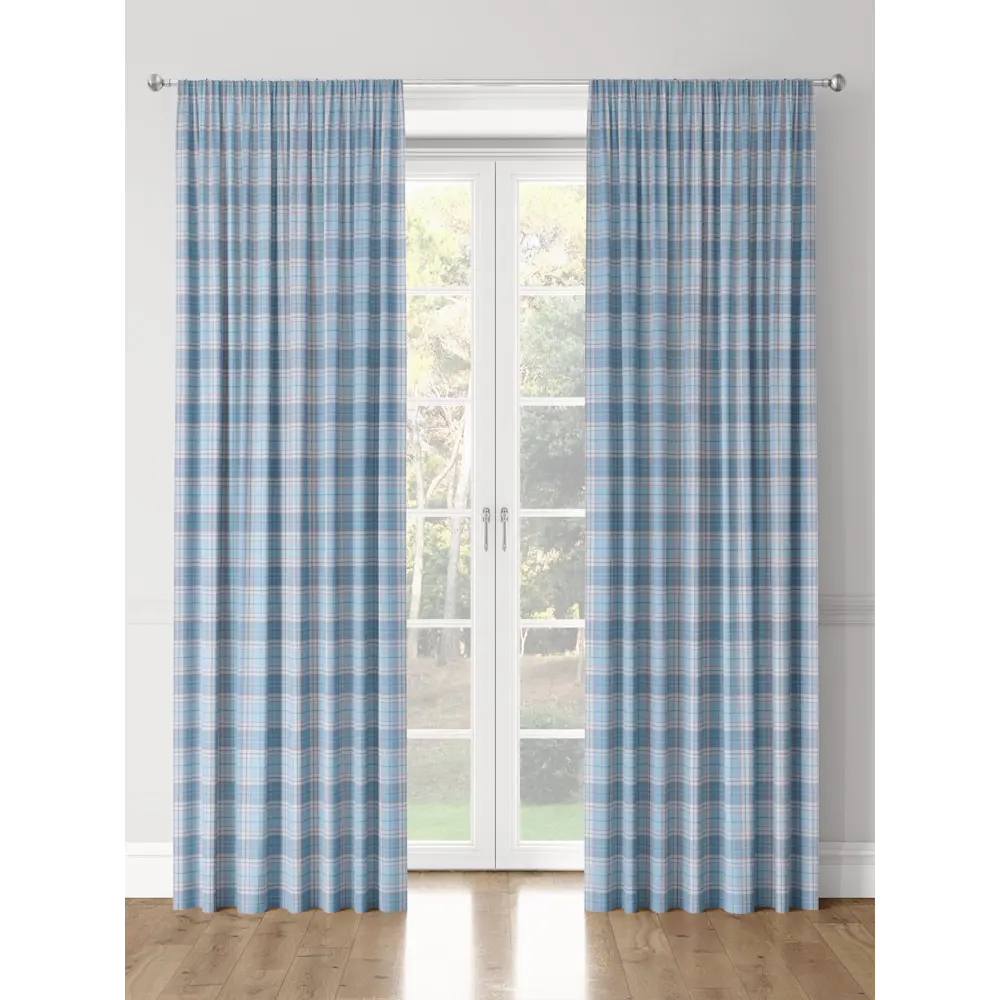 Фото 3 Комплект штор на шторной ленте Decoracion Stewart tartan 145x275 см цвет голубой Фото 3 Комплект штор на шторной ленте Decoracion Stewart tartan 145x275 см цвет голубой