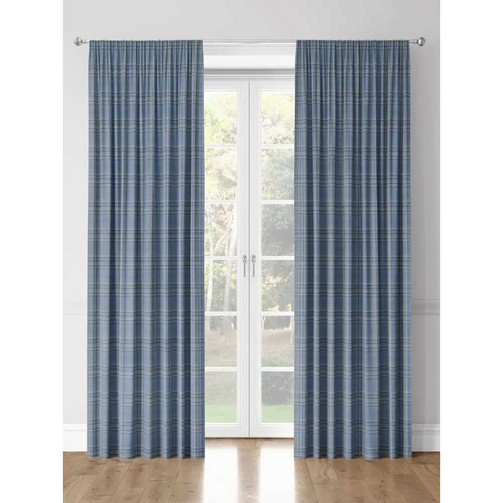 Фото 3 Комплект штор на шторной ленте Decoracion Виндзорская клетка 145x275 см цвет синий
