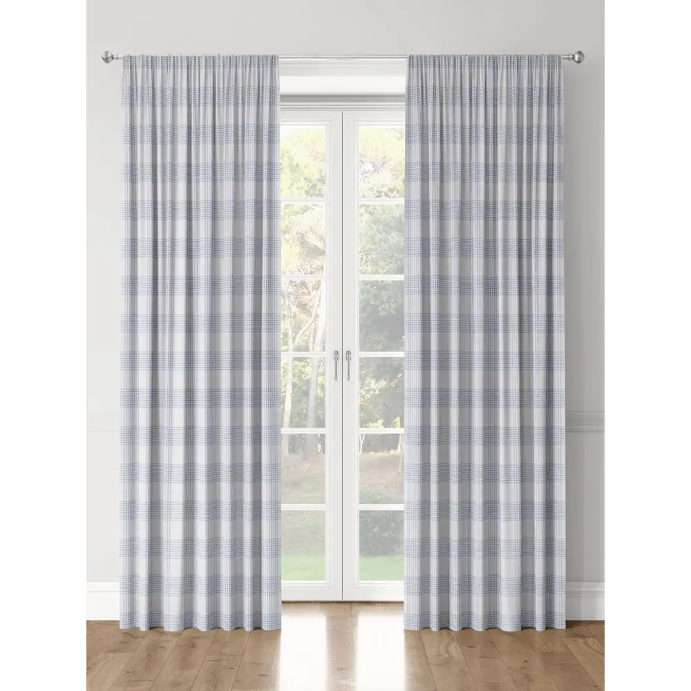 Фото 3 Комплект штор на шторной ленте Decoracion Виндзорская клетка 145x275 см цвет серый сиреневый Фото 3 Комплект штор на шторной ленте Decoracion Виндзорская клетка 145x275 см цвет серый сиреневый