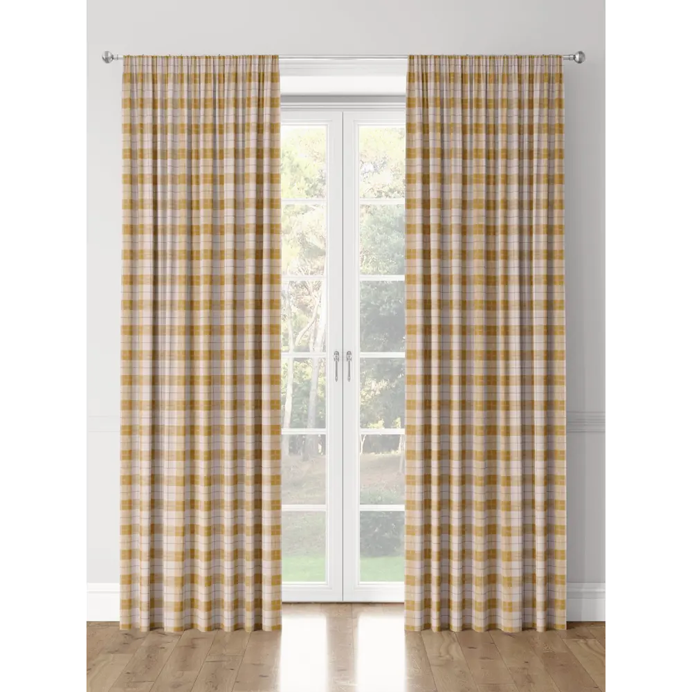 Фото 3 Комплект штор на шторной ленте Decoracion Клетка 4 квадрата 145x275 см цвет желтый кремовый Фото 3 Комплект штор на шторной ленте Decoracion Клетка 4 квадрата 145x275 см цвет желтый кремовый