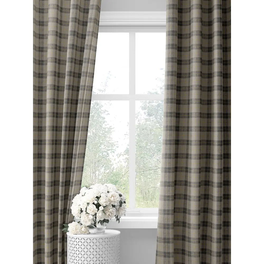 Фото Комплект штор на шторной ленте Decoracion Клетка 4 квадрата 145x275 см цвет серый темно-серый Фото Комплект штор на шторной ленте Decoracion Клетка 4 квадрата 145x275 см цвет серый темно-серый