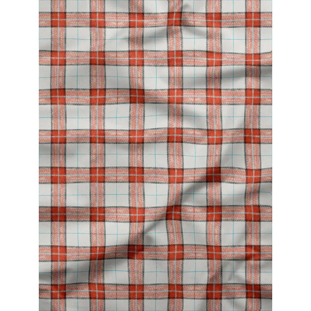 Фото 6 Комплект штор на шторной ленте Decoracion Клетка 4 квадрата 145x275 см цвет белый красный