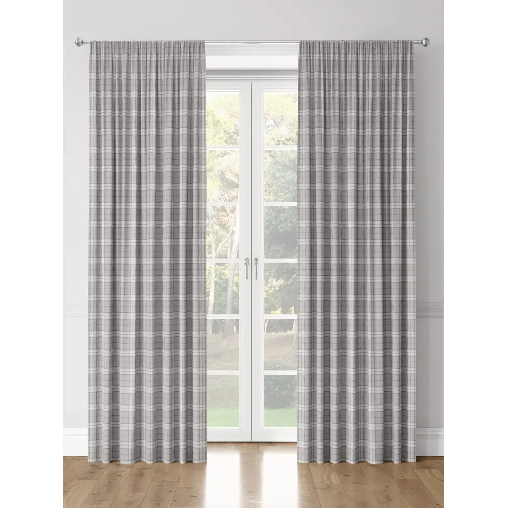 Фото 3 Комплект штор на шторной ленте Decoracion Клетка 4 квадрата 145x275 см цвет серый Фото 3 Комплект штор на шторной ленте Decoracion Клетка 4 квадрата 145x275 см цвет серый