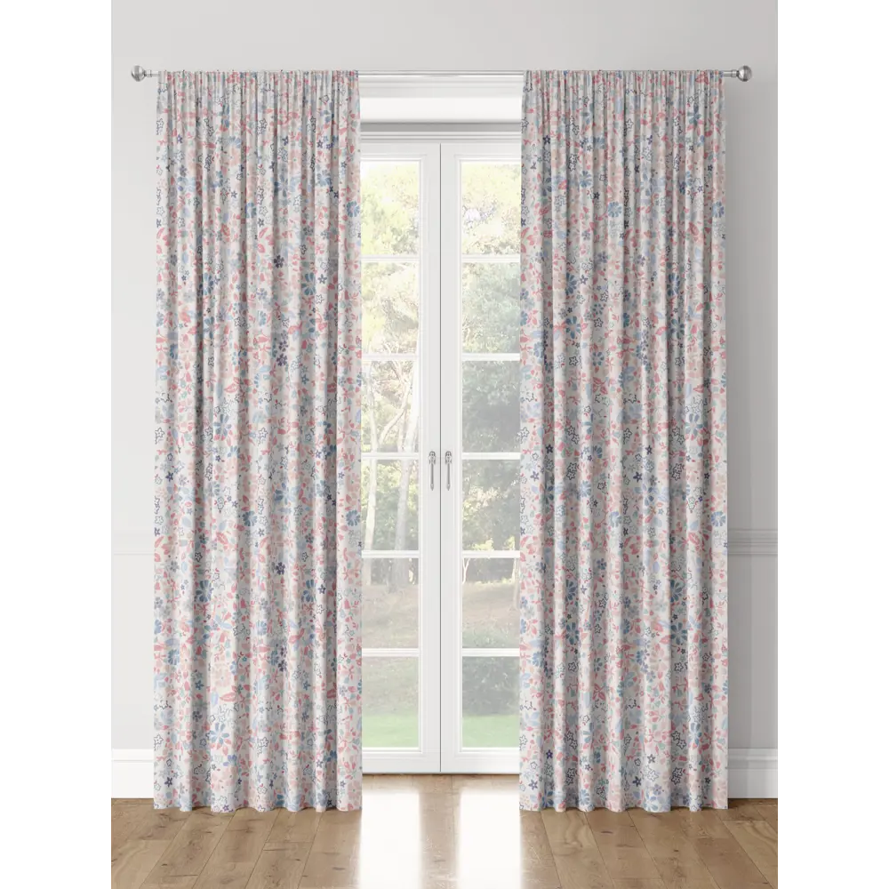 Фото 3 Комплект штор на шторной ленте Decoracion Авиш 145x275 см цвет синий розовый Фото 3 Комплект штор на шторной ленте Decoracion Авиш 145x275 см цвет синий розовый