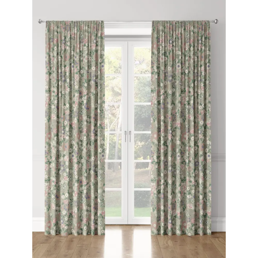 Фото 3 Комплект штор на шторной ленте Decoracion Силвиш 145x275 см цвет розовый оливковый