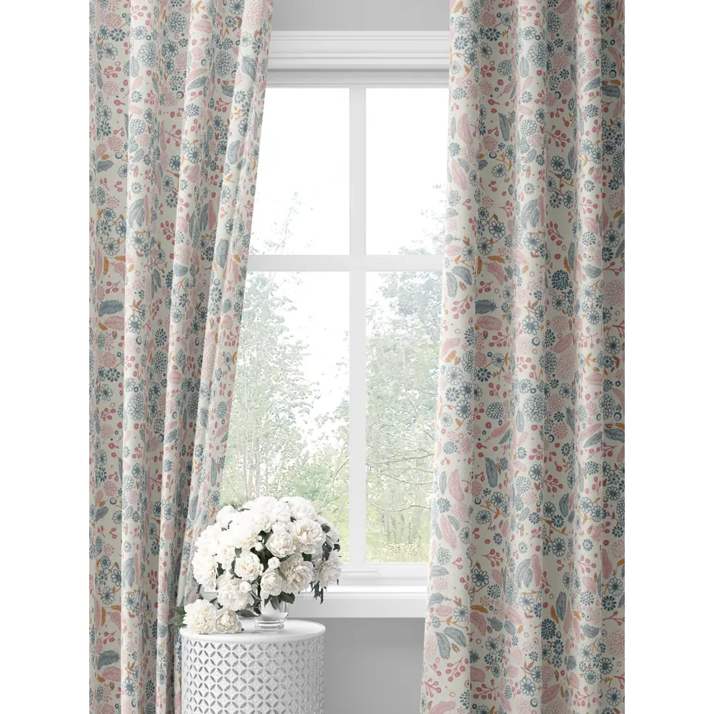 Фото Комплект штор на шторной ленте Decoracion Билью 145x275 см цвет синий/розовый/светло-бежевый Фото Комплект штор на шторной ленте Decoracion Билью 145x275 см цвет синий/розовый/светло-бежевый