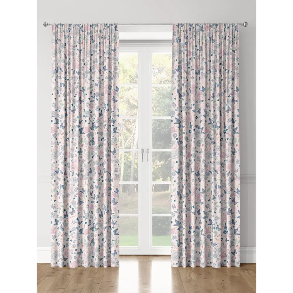 Фото 3 Комплект штор на шторной ленте Decoracion Мира 145x275 см цвет синий кремовый Фото 3 Комплект штор на шторной ленте Decoracion Мира 145x275 см цвет синий кремовый
