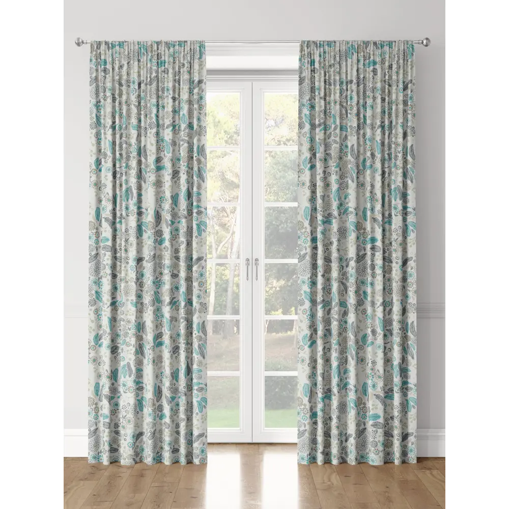 Фото 3 Комплект штор на шторной ленте Decoracion Билью 145x275 см цвет серый мятный