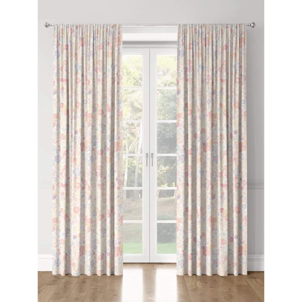Фото 3 Комплект штор на шторной ленте Decoracion Баталья 145x275 см цвет белый желтый розовый