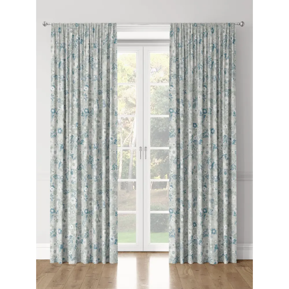 Фото 3 Комплект штор на шторной ленте Decoracion Баталья 145x275 см цвет белый синий серый Фото 3 Комплект штор на шторной ленте Decoracion Баталья 145x275 см цвет белый синий серый