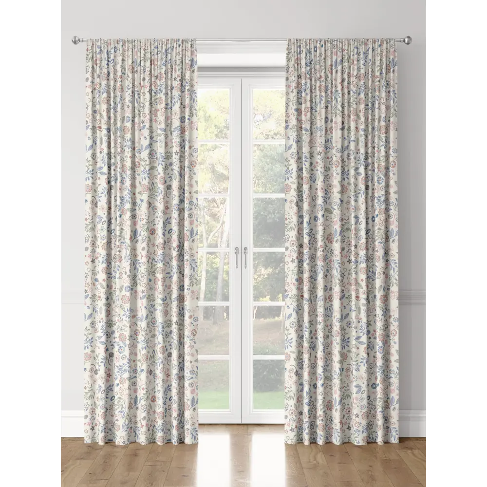 Фото 3 Комплект штор на шторной ленте Decoracion Коруши 145x275 см цвет синий светло-бежевый Фото 3 Комплект штор на шторной ленте Decoracion Коруши 145x275 см цвет синий светло-бежевый