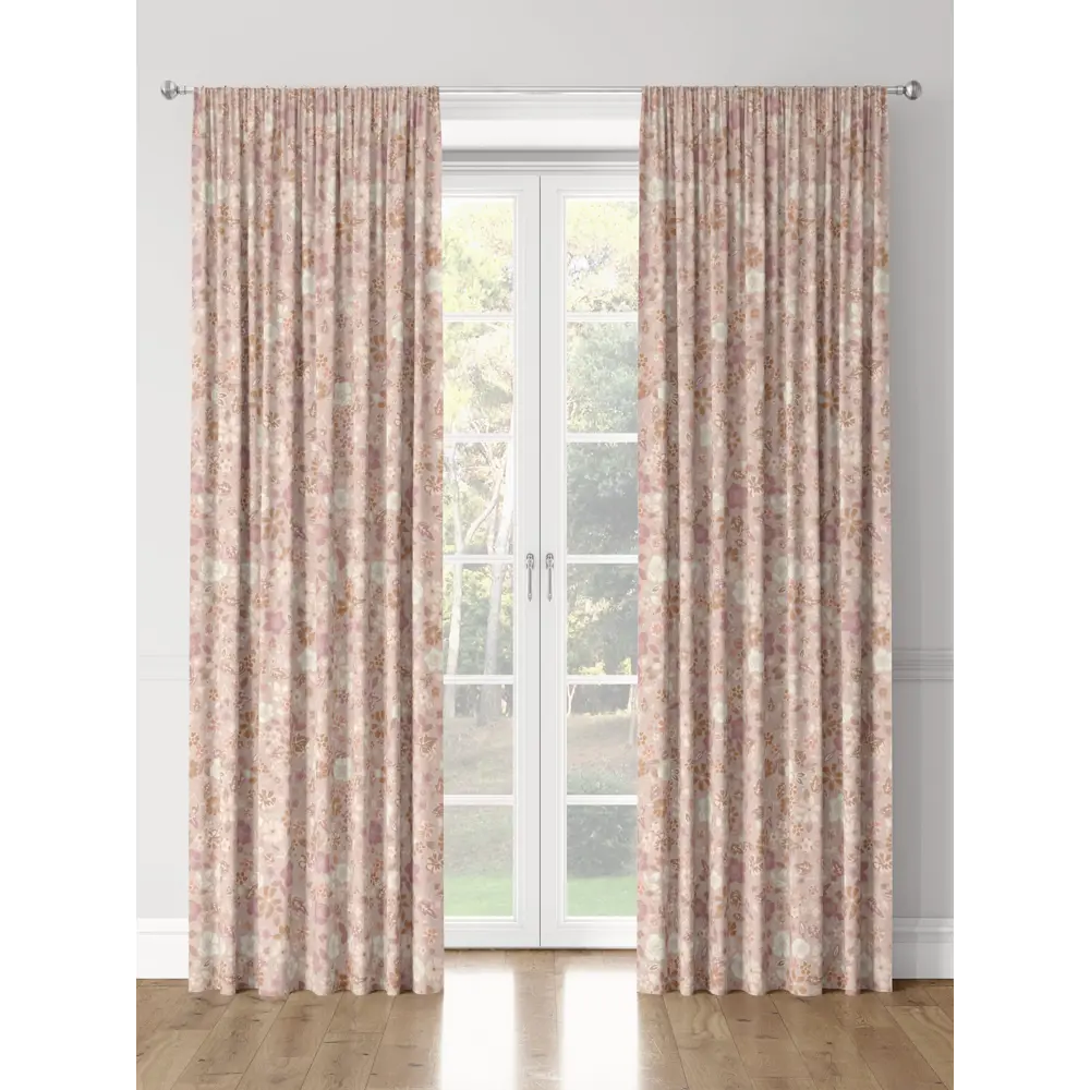 Фото 3 Комплект штор на шторной ленте Decoracion Анташ 145x275 см цвет белый розовый Фото 3 Комплект штор на шторной ленте Decoracion Анташ 145x275 см цвет белый розовый